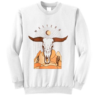 Cow Bull Cattle Skull Head Western Sweatshirt