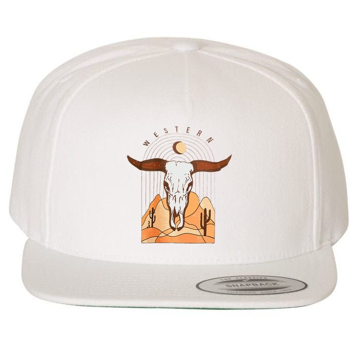 Cow Bull Cattle Skull Head Western Wool Snapback Cap