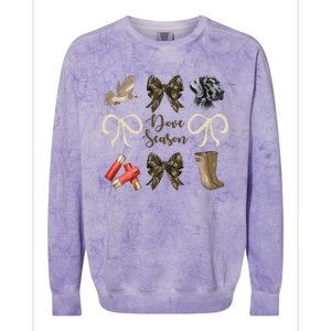 Camo Bow Coquette Dove Season Hunting Dove Hunter Hunt Girl Gift Colorblast Crewneck Sweatshirt