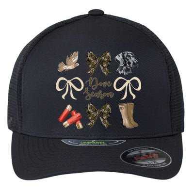 Camo Bow Coquette Dove Season Hunting Dove Hunter Hunt Girl Gift Flexfit Unipanel Trucker Cap