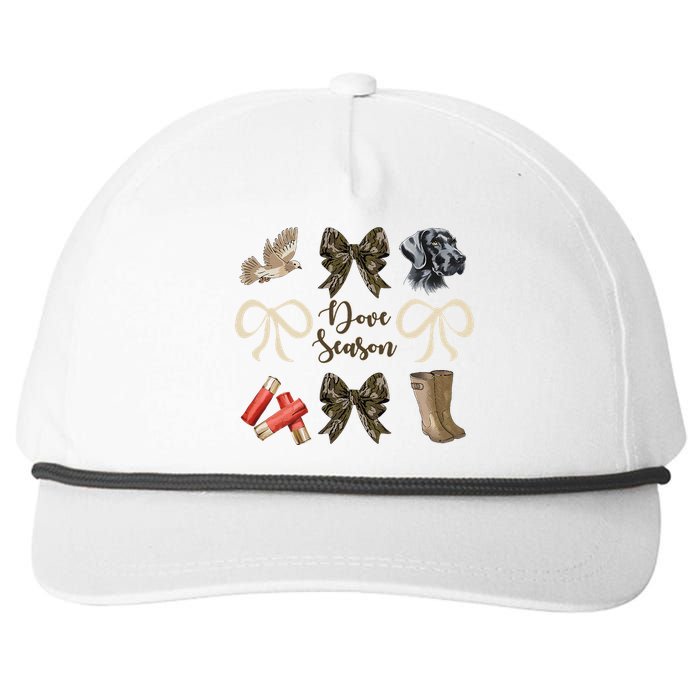 Camo Bow Coquette Dove Season Hunting Dove Hunter Hunt Girl Gift Snapback Five-Panel Rope Hat