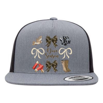 Camo Bow Coquette Dove Season Hunting Dove Hunter Hunt Girl Gift Flat Bill Trucker Hat