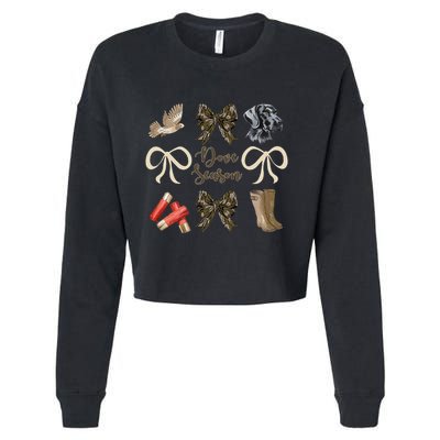 Camo Bow Coquette Dove Season Hunting Dove Hunter Hunt Girl Gift Cropped Pullover Crew