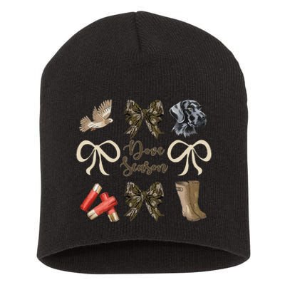 Camo Bow Coquette Dove Season Hunting Dove Hunter Hunt Girl Gift Short Acrylic Beanie