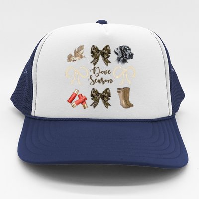 Camo Bow Coquette Dove Season Hunting Dove Hunter Hunt Girl Gift Trucker Hat