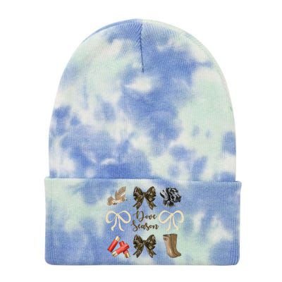 Camo Bow Coquette Dove Season Hunting Dove Hunter Hunt Girl Gift Tie Dye 12in Knit Beanie