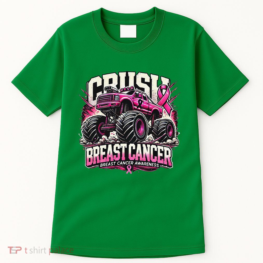 Crush Breast Cancer Awareness Monster Truck Boy Tall T-Shirt