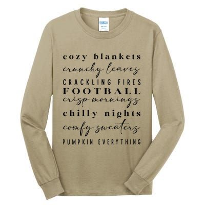 Cozy Blankets Crunch Leaves Football Fall Motif Tall Long Sleeve T-Shirt