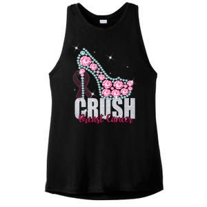 Crush Breast Cancer Cute Sparkly Design Ladies PosiCharge Tri-Blend Wicking Tank