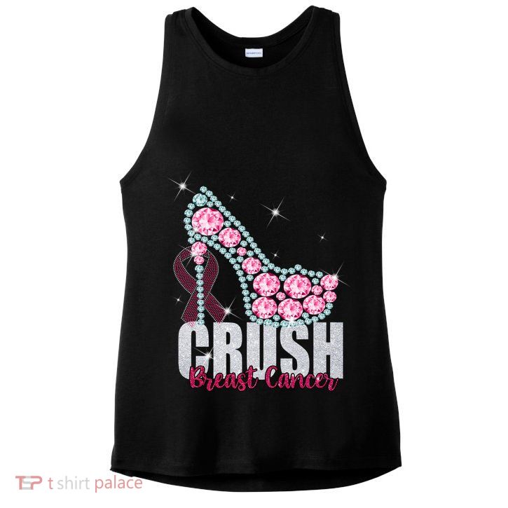 Crush Breast Cancer Cute Sparkly Design Ladies PosiCharge Tri-Blend Wicking Tank