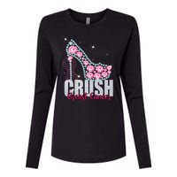 Crush Breast Cancer Cute Sparkly Design Womens Cotton Relaxed Long Sleeve T-Shirt