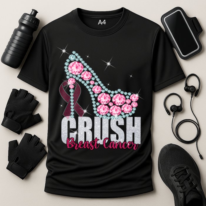 Crush Breast Cancer Cute Sparkly Design Cooling Performance Crew T-Shirt