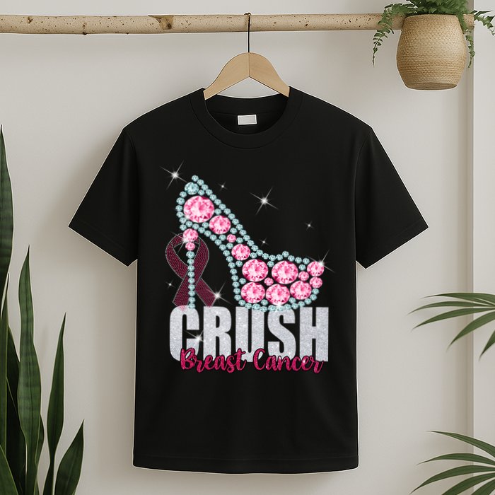 Crush Breast Cancer Cute Sparkly Design T-Shirt