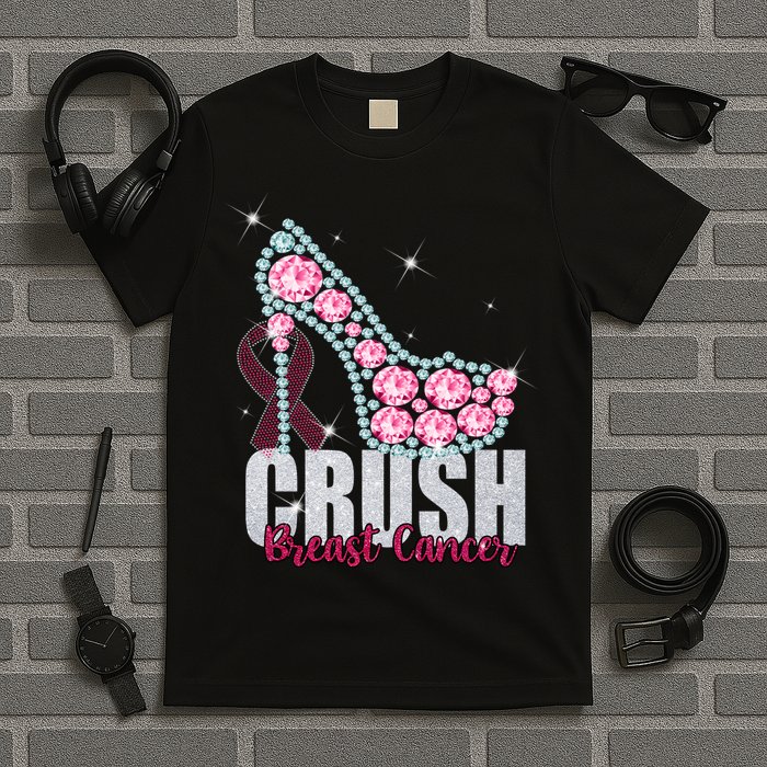 Crush Breast Cancer Cute Sparkly Design T-Shirt