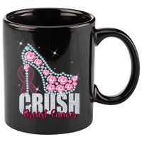Crush Breast Cancer Cute Sparkly Design 11oz C Handle Ceramic Mug