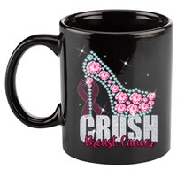Crush Breast Cancer Cute Sparkly Design 11oz C Handle Ceramic Mug