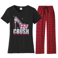 Crush Breast Cancer Cute Sparkly Design Women's Flannel Pajama Set