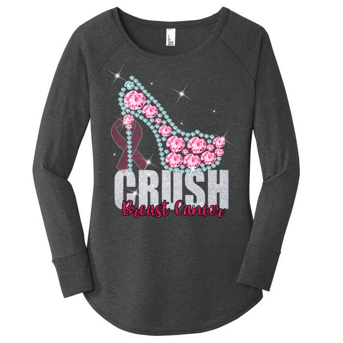 Crush Breast Cancer Cute Sparkly Design Women's Perfect Tri Tunic Long Sleeve Shirt