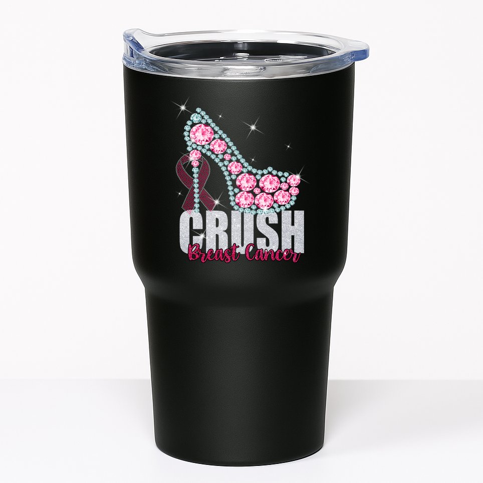 Crush Breast Cancer Cute Sparkly Design Tumbler
