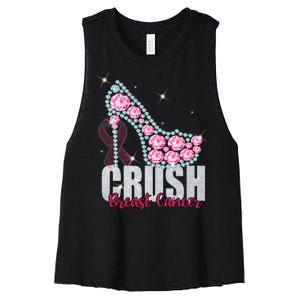 Crush Breast Cancer Cute Sparkly Design Women's Racerback Cropped Tank