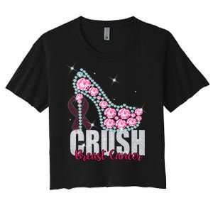 Crush Breast Cancer Cute Sparkly Design Women's Crop Top Tee