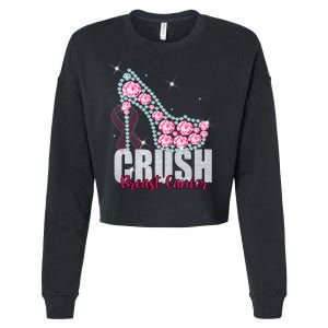 Crush Breast Cancer Cute Sparkly Design Cropped Pullover Crew