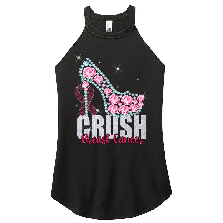 Crush Breast Cancer Cute Sparkly Design Women's Perfect Tri Rocker Tank