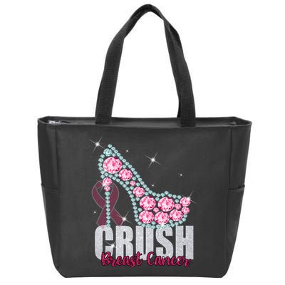 Crush Breast Cancer Cute Sparkly Design Zip Tote Bag