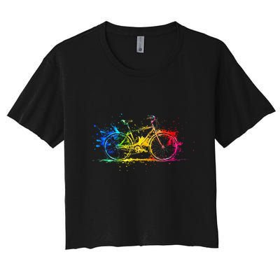 Colorful Bicycle Cycling Biking Cyclist Bicycling Crop Top