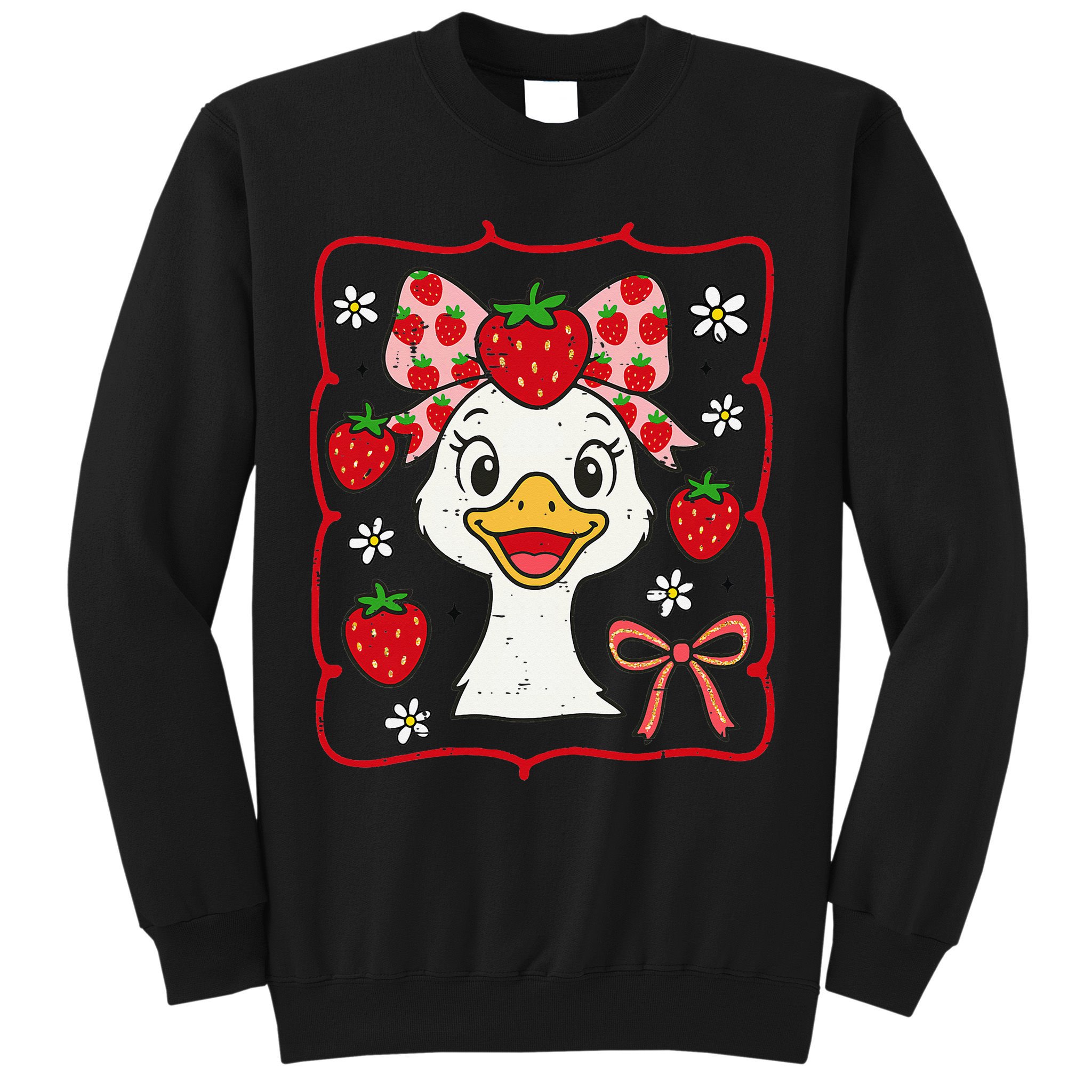 Coquette Bow Cute Strawberry Goose Lover Girly Summer Vibes Sweatshirt