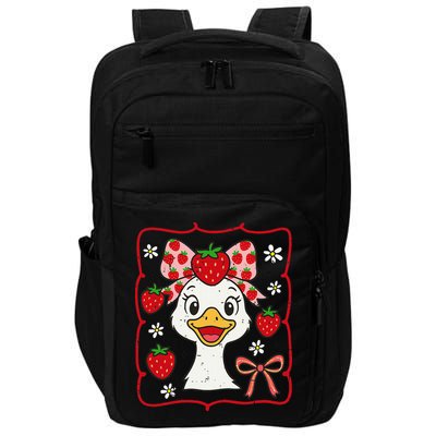 Coquette Bow Cute Strawberry Goose Lover Girly Summer Vibes Impact Tech Backpack