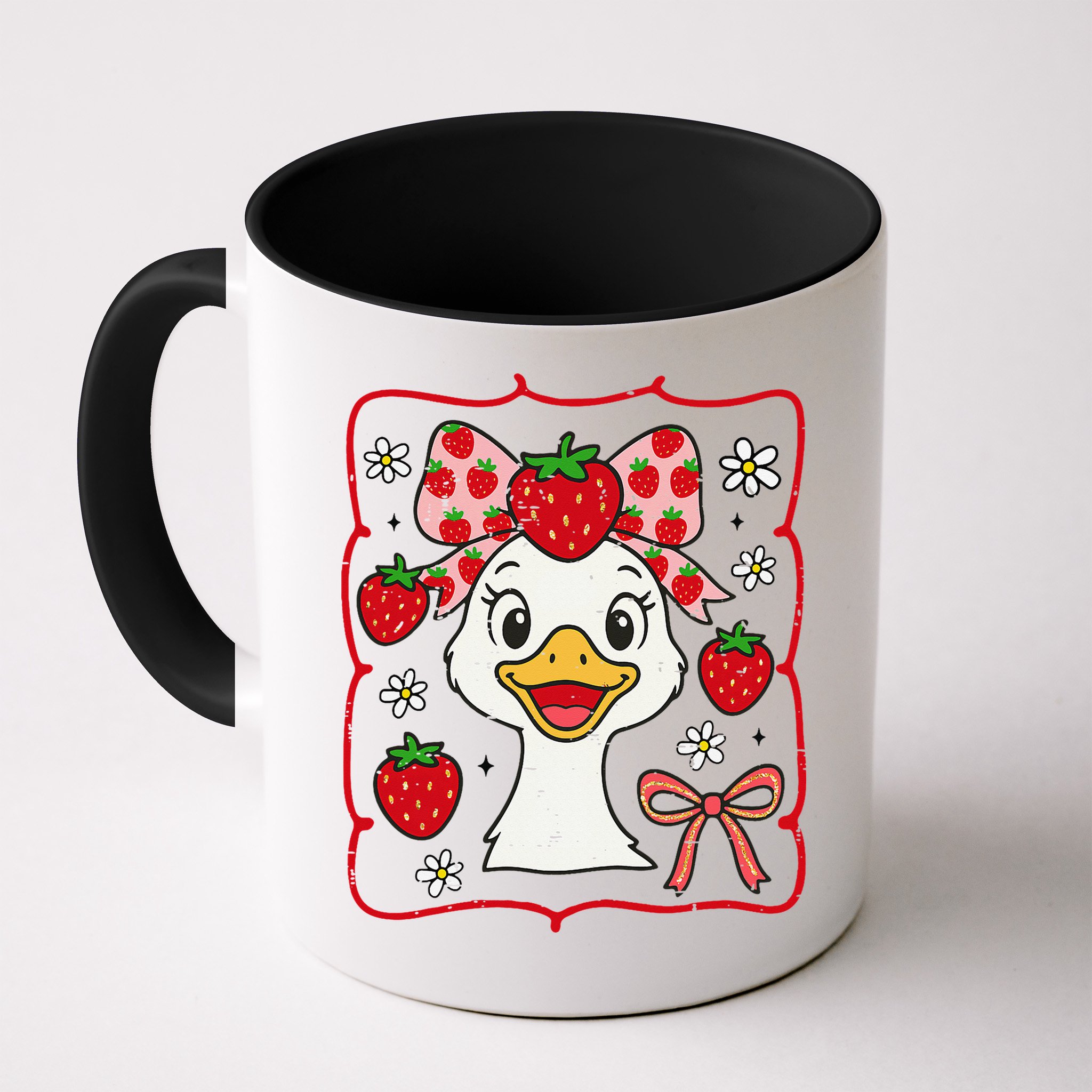 Coquette Bow Cute Strawberry Goose Lover Girly Summer Vibes Mug