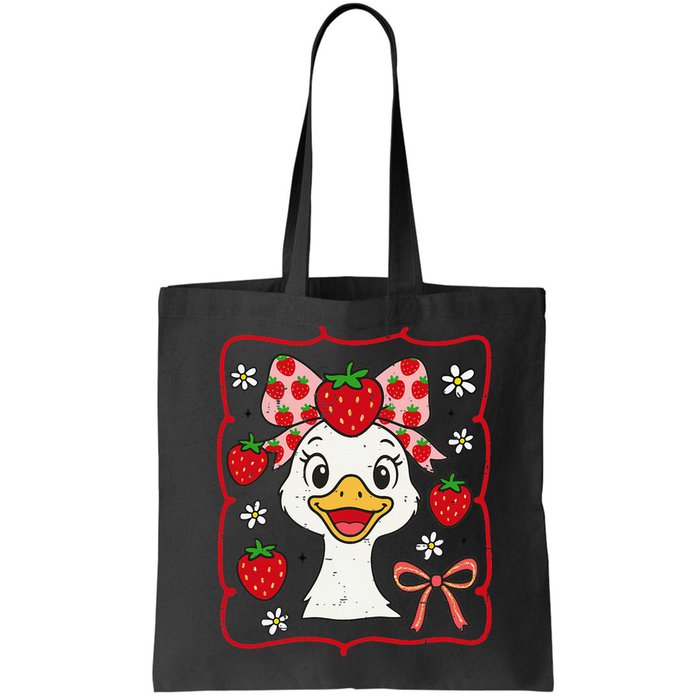 Coquette Bow Cute Strawberry Goose Lover Girly Summer Vibes Bag