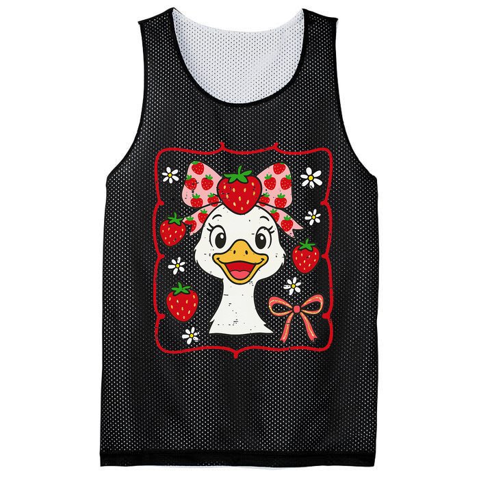 Coquette Bow Cute Strawberry Goose Lover Girly Summer Vibes Mesh Reversible Basketball Jersey Tank