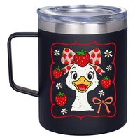Coquette Bow Cute Strawberry Goose Lover Girly Summer Vibes 12oz Stainless Steel Coffee Mug