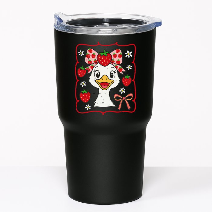 Coquette Bow Cute Strawberry Goose Lover Girly Summer Vibes Tumbler