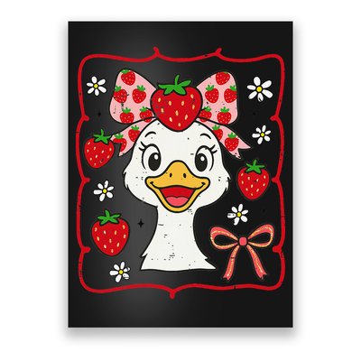 Coquette Bow Cute Strawberry Goose Lover Girly Summer Vibes Poster