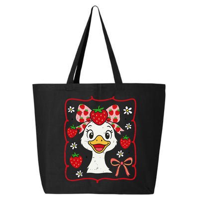 Coquette Bow Cute Strawberry Goose Lover Girly Summer Vibes 25L Jumbo Tote