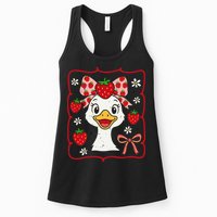 Coquette Bow Cute Strawberry Goose Lover Girly Summer Vibes Womens Tank Top