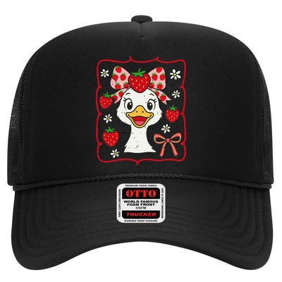 Coquette Bow Cute Strawberry Goose Lover Girly Summer Vibes Hat