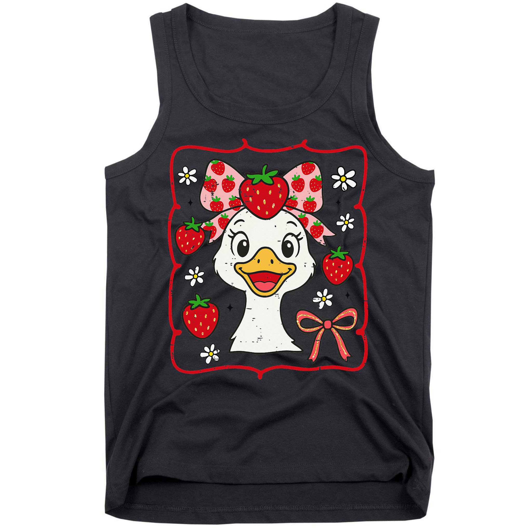 Coquette Bow Cute Strawberry Goose Lover Girly Summer Vibes Tank Top