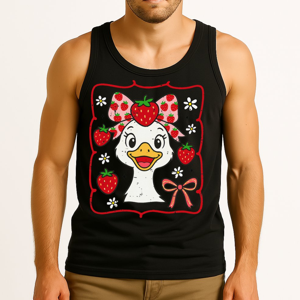 Coquette Bow Cute Strawberry Goose Lover Girly Summer Vibes Tank Top