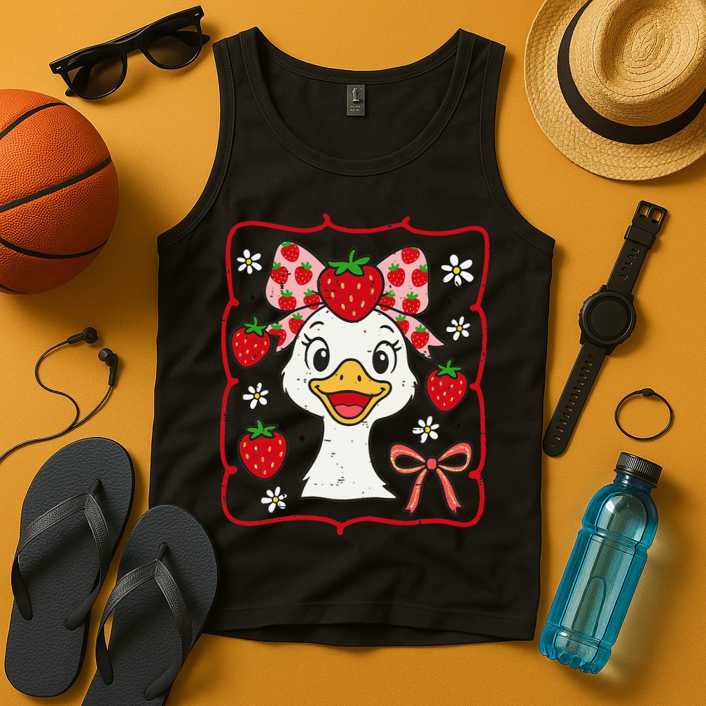 Coquette Bow Cute Strawberry Goose Lover Girly Summer Vibes Tank Top