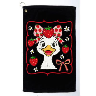 Coquette Bow Cute Strawberry Goose Lover Girly Summer Vibes Golf Towel