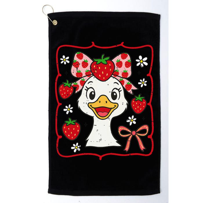 Coquette Bow Cute Strawberry Goose Lover Girly Summer Vibes Golf Towel