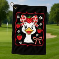 Coquette Bow Cute Strawberry Goose Lover Girly Summer Vibes Golf Towel