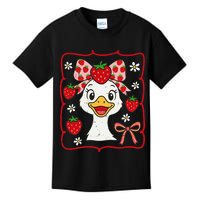 Coquette Bow Cute Strawberry Goose Lover Girly Summer Vibes Kids T-Shirt
