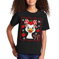 Coquette Bow Cute Strawberry Goose Lover Girly Summer Vibes Kids T-Shirt