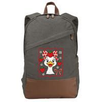 Coquette Bow Cute Strawberry Goose Lover Girly Summer Vibes Cotton Canvas Backpack