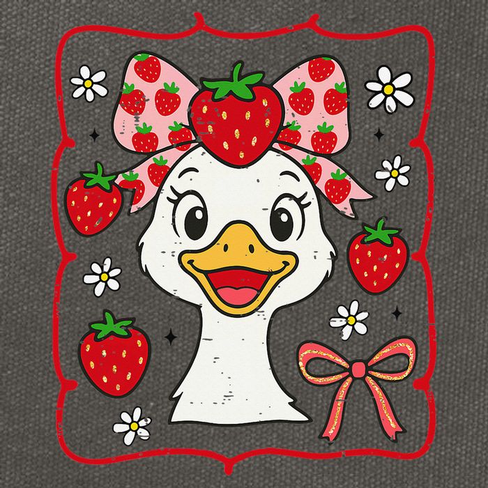 Coquette Bow Cute Strawberry Goose Lover Girly Summer Vibes Cotton Canvas Backpack